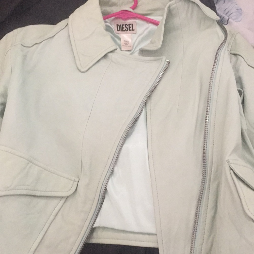 Mint Green Diesel jacket 100% Sheep Leather - Picture 2 of 5